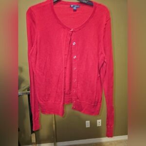 Women's Red Cardigan Sweater